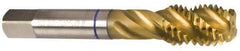 Guhring - 1-8 UNC 4 Flute 2B Modified Bottoming Spiral Flute Tap - Powdered Metal, TiN Finish, 5-1/8" OAL, Right Hand Flute, Right Hand Thread, Series 3910 - Caliber Tooling