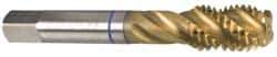 Guhring - 1-8 UNC 4 Flute 3B Modified Bottoming Spiral Flute Tap - Powdered Metal, TiN Finish, 5-1/8" OAL, Right Hand Flute, Right Hand Thread, Series 3998 - Caliber Tooling