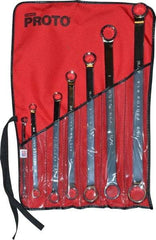 Proto - 7 Piece, 5/16" x 3/8" to 1-1/16" x 1-1/8", 12 Point Box End Wrench Set - Inch Measurement Standard, Full Polish Finish, Comes in Nylon Roll - Caliber Tooling