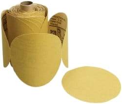 3M - 5" Diam, 80 Grit FEPA, Aluminum Oxide Adhesive PSA Disc - Gold, C Weighted Backing, Flexible, 12,000 Max RPM - Caliber Tooling