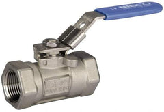 NIBCO - 1-1/2" Pipe, Reduced Port, Carbon Steel Fire Safe Ball Valve - 1 Piece, Inline - One Way Flow, FNPT x FNPT Ends, Oval Handle, 2,000 WOG - Caliber Tooling