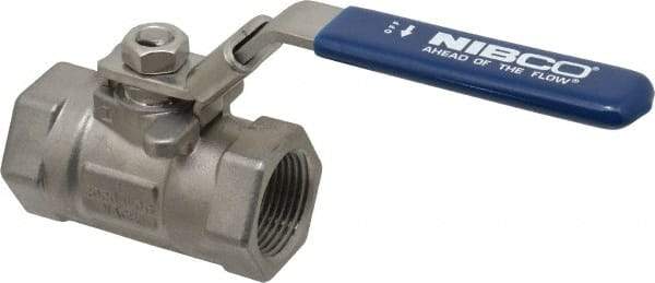 NIBCO - 1" Pipe, Reduced Port, Stainless Steel Fire Safe Ball Valve - 1 Piece, Inline - One Way Flow, FNPT x FNPT Ends, Locking Lever Handle, 2,000 WOG - Caliber Tooling