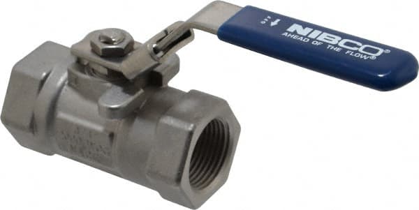 NIBCO - 3/4" Pipe, Reduced Port, Carbon Steel Standard Ball Valve - 1 Piece, Inline - One Way Flow, FNPT x FNPT Ends, Locking Lever Handle, 2,000 WOG - Caliber Tooling