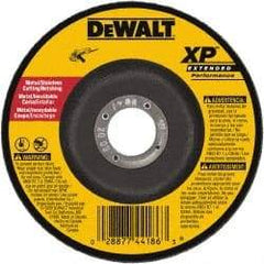 DeWALT - 24 Grit, 7" Wheel Diam, 3/32" Wheel Thickness, 7/8" Arbor Hole, Type 27 Depressed Center Wheel - Zirconia Alumina, Resinoid Bond, 8,700 Max RPM - Caliber Tooling