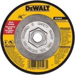 DeWALT - 24 Grit, 6" Wheel Diam, 3/32" Wheel Thickness, Type 27 Depressed Center Wheel - Aluminum Oxide, Resinoid Bond, 10,100 Max RPM - Caliber Tooling