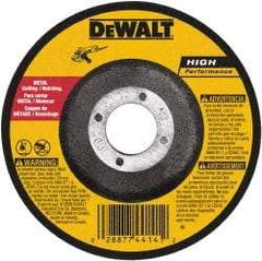 DeWALT - 24 Grit, 6" Wheel Diam, 3/32" Wheel Thickness, 7/8" Arbor Hole, Type 27 Depressed Center Wheel - Aluminum Oxide, Resinoid Bond, 10,100 Max RPM - Caliber Tooling