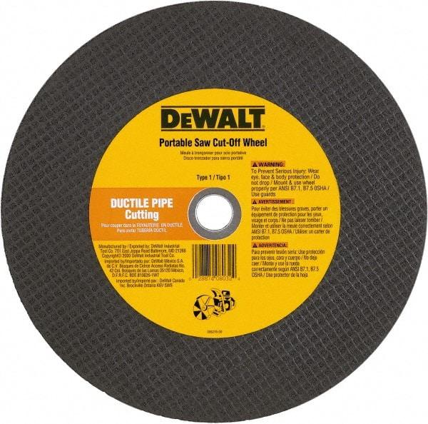 DeWALT - 12" 24 Grit Aluminum Oxide Cutoff Wheel - 1/8" Thick, 1" Arbor, 6,400 Max RPM, Use with Gas Powered Saws - Caliber Tooling