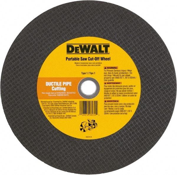 DeWALT - 12" 24 Grit Aluminum Oxide Cutoff Wheel - 1/8" Thick, 20mm Arbor, 6,400 Max RPM, Use with Gas Powered Saws - Caliber Tooling