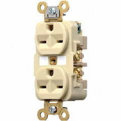 Hubbell Wiring Device-Kellems - 250 VAC 15A NEMA 6-15R Industrial Grade Ivory Straight Blade Duplex Receptacle - Caliber Tooling