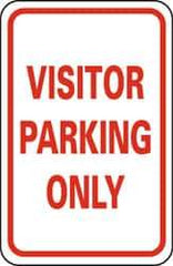 NMC - "Visitor Parking Only", 12" Wide x 18" High, Aluminum Parking Lot Traffic Signs - 0.063" Thick, Red on White, Rectangle, Post Mount - Caliber Tooling