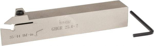 Iscar - GHG, External, Right Hand, 1.34" Max Depth of Cut, 0.016 to 3/32" Groove Width, Indexable Grooving Tool Holder - GI..,TIP.. Insert Compatibility, 1" Shank Height, 1" Shank Width, 6" OAL - Caliber Tooling