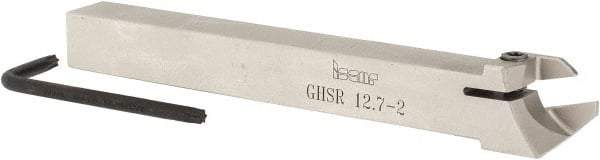 Iscar - GHS, External, Right Hand, 1" Max Depth of Cut, 0.087 to 1/8" Groove Width, Indexable Grooving Tool Holder - GIG, GIM, GIP, TIP Insert Compatibility, 1/2" Shank Height, 1/2" Shank Width, 4.72" OAL - Caliber Tooling