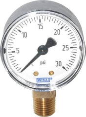 Wika - 2" Dial, 1/4 Thread, 0-30 Scale Range, Pressure Gauge - Lower Connection Mount, Accurate to 3-2-3% of Scale - Caliber Tooling