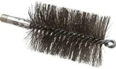 Schaefer Brush - 4-1/2" Brush Length, 3" Diam, Double Stem, Double Spiral Tube Brush - 7-1/4" Long, Stainless Steel, 1/4" NPSM Male Connection - Caliber Tooling