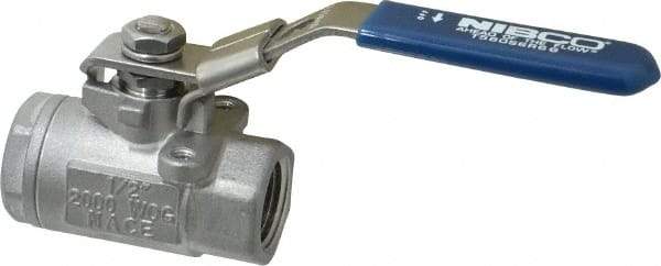 NIBCO - 1/2" Pipe, Standard Port, Stainless Steel Standard Ball Valve - 2 Piece, Inline - One Way Flow, FNPT x FNPT Ends, Locking Lever Handle, 2,000 WOG, 150 WSP - Caliber Tooling