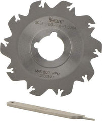 Iscar - Arbor Hole Connection, 0.049" Cutting Width, 1.18" Depth of Cut, 3.94" Cutter Diam, 1" Hole Diam, 10 Tooth Indexable Slotting Cutter - SGSF Toolholder, GSFN, GSFU Insert - Caliber Tooling