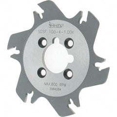 Iscar - Arbor Hole Connection, 1.04" Depth of Cut, 3.94" Cutter Diam, 1" Hole Diam, 6 Tooth Indexable Slotting Cutter - SGSF Toolholder, GSFN Insert - Caliber Tooling