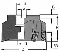 Iscar - 9 Inserts, 5" Cut Diam, 1-1/2" Arbor Diam, 0.56" Max Depth of Cut, Indexable Square-Shoulder Face Mill - 0/90° Lead Angle, 2.38" High, HM 90 ADKT 1505... Insert Compatibility, Series HM90 - Caliber Tooling