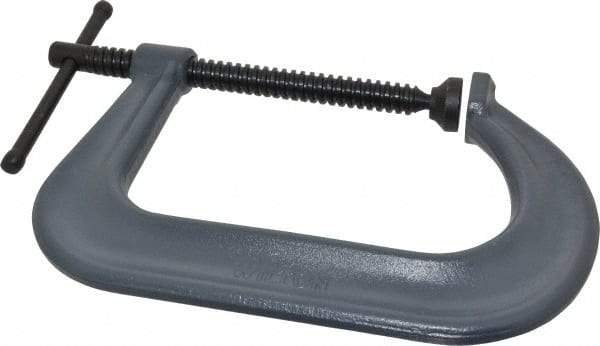 Wilton - Regular-Duty 6" Max Opening, 5" Throat Depth, Forged Steel Standard C-Clamp - 5,400 Lb Capacity, 0" Min Opening, Square Deep Throat - Caliber Tooling