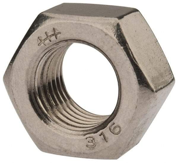 Value Collection - 7/16-20 UNF Stainless Steel Right Hand Hex Nut - 11/16" Across Flats, 3/8" High, Uncoated - Caliber Tooling