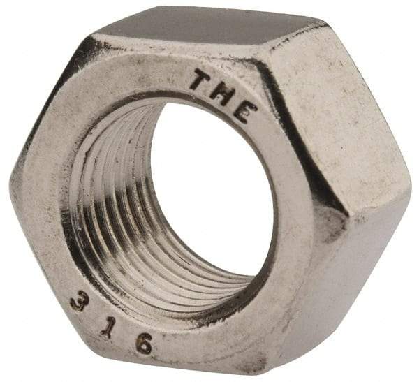 Value Collection - 1/2-20 UNF Stainless Steel Right Hand Hex Nut - 3/4" Across Flats, 7/16" High, Uncoated - Caliber Tooling