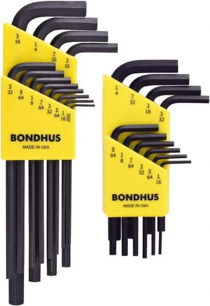 Bondhus - 22 Piece L-Key Hex Key Set - Hex Range 0.05 to 5/16", Protanium High Torque Steel - Caliber Tooling