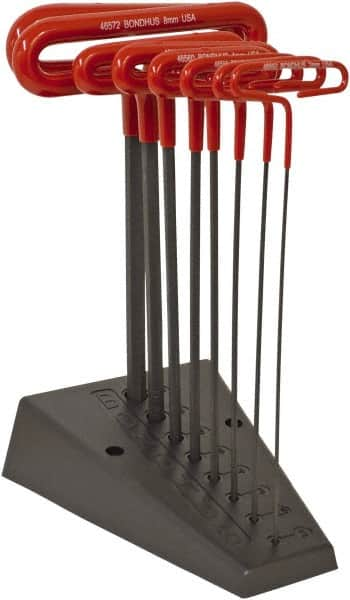 Bondhus - 8 Piece T-Handle Cushion Grip Hex Key Set - Hex Range 2 to 10mm, Protanium High Torque Steel - Caliber Tooling