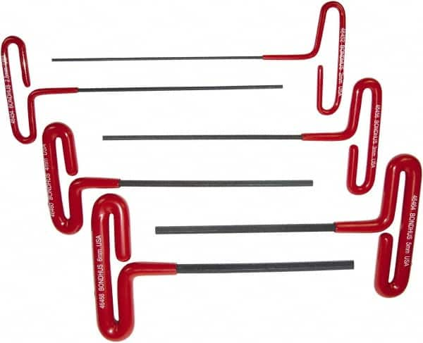 Bondhus - 6 Piece T-Handle Cushion Grip Hex Key Set - Hex Range 2 to 6mm, Protanium High Torque Steel - Caliber Tooling