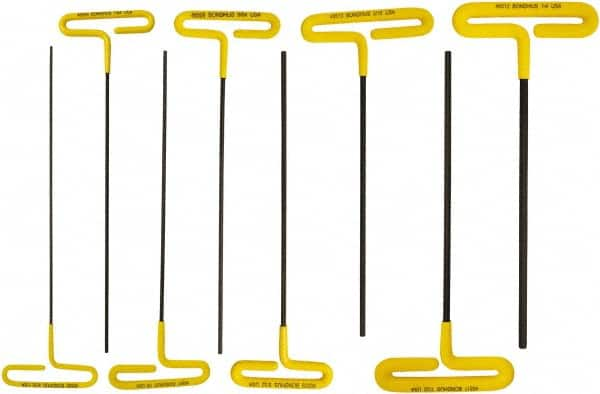 Bondhus - 8 Piece T-Handle Cushion Grip Hex Key Set - Hex Range 3/32 to 1/4", Protanium High Torque Steel - Caliber Tooling