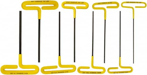 Bondhus - 8 Piece T-Handle Cushion Grip Hex Key Set - Hex Range 3/32 to 1/4", Protanium High Torque Steel - Caliber Tooling