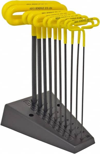 Bondhus - 10 Piece T-Handle Cushion Grip Hex Key Set - Hex Range 3/32 to 3/8", Protanium High Torque Steel - Caliber Tooling