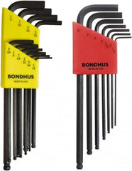 Bondhus - 17 Piece L-Key Ball End Hex Key Set - Hex Range 1/16 to 1/4", Protanium High Torque Steel - Caliber Tooling