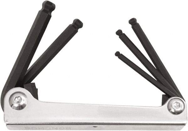 Bondhus - 5 Piece Fold-Up Ball End Hex Key Set - Hex Range 4 to 10mm, Protanium High Torque Steel - Caliber Tooling