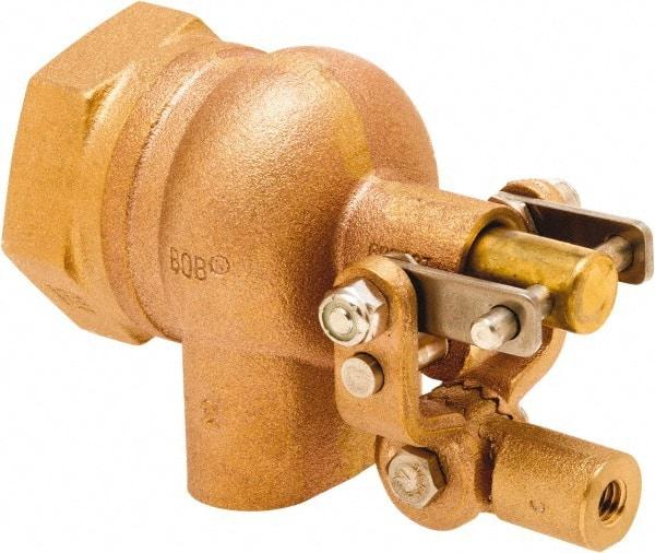 Control Devices - 1" Pipe, Brass, Angle Pattern-Single Seat, Mechanical Float Valve - 115 psi, FIP End Connections - Caliber Tooling