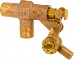 Control Devices - 3/8" Pipe, Brass, Angle Pattern-Single Seat, Mechanical Float Valve - 125 psi, MIP End Connections - Caliber Tooling