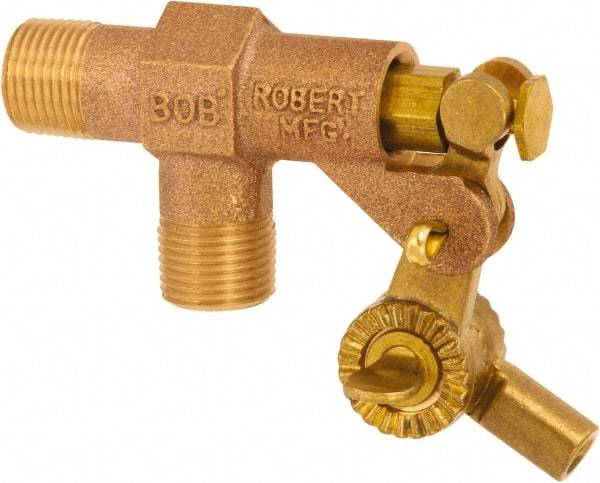 Control Devices - 1" Pipe, Brass, Angle Pattern-Single Seat, Mechanical Float Valve - 100 psi, MIP End Connections - Caliber Tooling