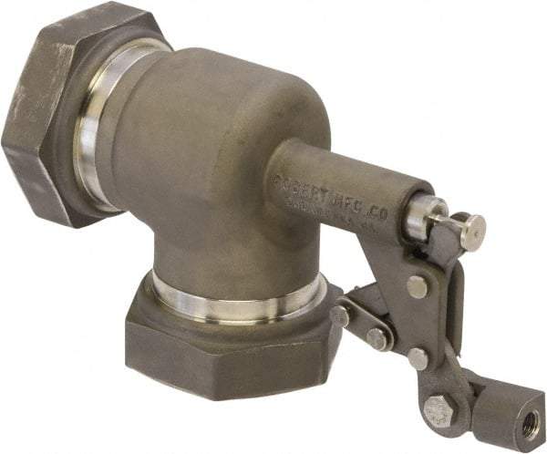 Control Devices - 1-1/2" Pipe, Stainless Steel, Angle Pattern-Single Seat, Mechanical Float Valve - 100 psi, FIP End Connections - Caliber Tooling