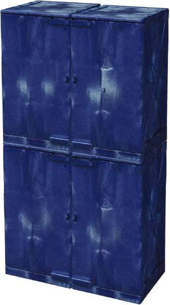 Eagle - 4 Door, 8 Shelf, Blue HDPE Stackable Safety Cabinet for Corrosive Chemicals - 72" High x 36" Wide x 22" Deep, Manual Closing Door, Hole for Lock, 48 Gal Capacity - Caliber Tooling