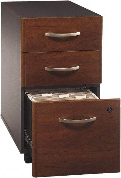 Bush Business Furniture - 15-3/4" Wide x 27.88" High x 20-1/4" Deep, 3 Drawer Pedestal - Laminate Over Wood, Hansen Cherry & Galaxy - Caliber Tooling