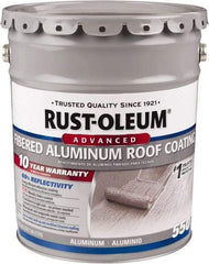 Rust-Oleum - 5 Gal Pail Aluminum Fibered Aluminum Roof Coating - 50 Sq Ft/Gal Coverage, 467 g/L VOC Content, Mildew Resistant, Long Term Durability & Weather Resistance - Caliber Tooling