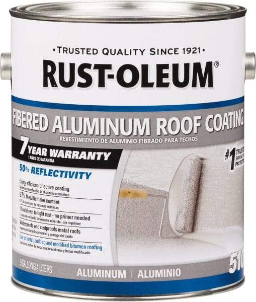 Rust-Oleum - 1 Gal Can Aluminum Fibered Aluminum Roof Coating - 50 Sq Ft/Gal Coverage, 459 g/L VOC Content, Mildew Resistant, Long Term Durability & Weather Resistance - Caliber Tooling