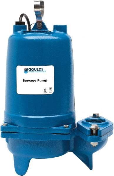 Goulds Pumps - 1/2 hp, 230 VAC Amp Rating, 230 VAC Volts, Single Speed Continuous Duty Operation, Sewage Pump - 3 Phase, Cast Iron Housing - Caliber Tooling