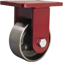 Hamilton - 6" Diam x 2-1/2" Wide x 8-1/2" OAH Top Plate Mount Rigid Caster - Forged Steel, 3,500 Lb Capacity, Tapered Roller Bearing, 5-1/2 x 7-1/2" Plate - Caliber Tooling