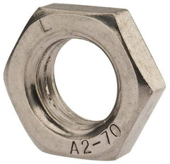 Value Collection - M18x2.50 Metric Coarse Stainless Steel Right Hand Hex Jam Nut - 27mm Across Flats, 9mm High, Uncoated - Caliber Tooling