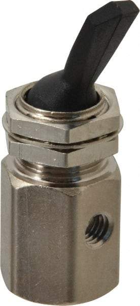 Specialty Mfr - 10-32 Non Exhaust Toggle Valve - 0.1 CV Rate, 150 Max psi, Detented Actuator - Caliber Tooling