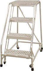 Cotterman - 40" 4 Step Rolling Warehouse Ladder - Rolling Safety Ladder, 350 Lb Capacity, 40" Platform Height, 30" Base Width x 36" Base Depth, Serrated - Caliber Tooling