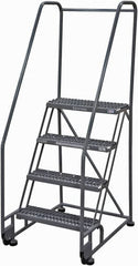 Cotterman - 70" 4 Step Rolling Warehouse Ladder - Tilt & Roll Safety Ladder, 450 Lb Capacity, 40" Platform Height, 28" Base Width x 37" Base Depth, Serrated Steel - Caliber Tooling