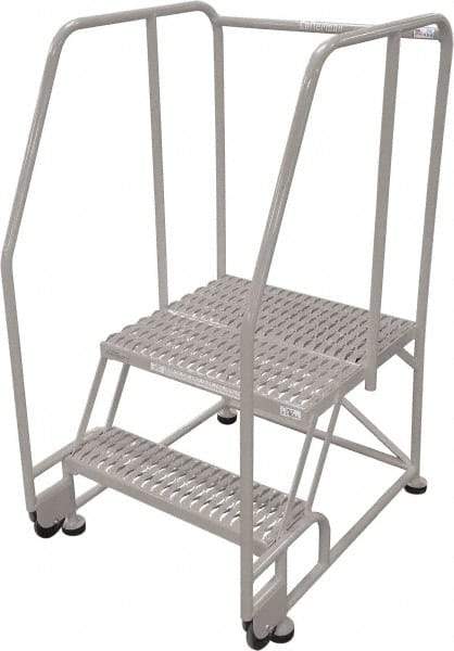 Cotterman - 50" 2 Step Rolling Warehouse Ladder - Tilt & Roll Safety Ladder, 450 Lb Capacity, 20" Platform Height, 34" Base Width x 28" Base Depth, Expanded Metal Tread - Caliber Tooling