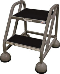 Cotterman - 33" 3 Step Rolling Warehouse Ladder - Rolling Steel Office Ladder, 450 Lb Capacity, 27" Platform Height, 25" Base Width x 34" Base Depth, Rubber Matted - Caliber Tooling