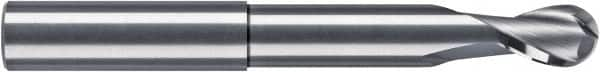 RobbJack - 1" Diam, 1" LOC, 2 Flute Solid Carbide Ball End Mill - Diamond-Like Carbon (DLC) Finish, Single End, 6" OAL, 1" Shank Diam, Spiral Flute - Caliber Tooling